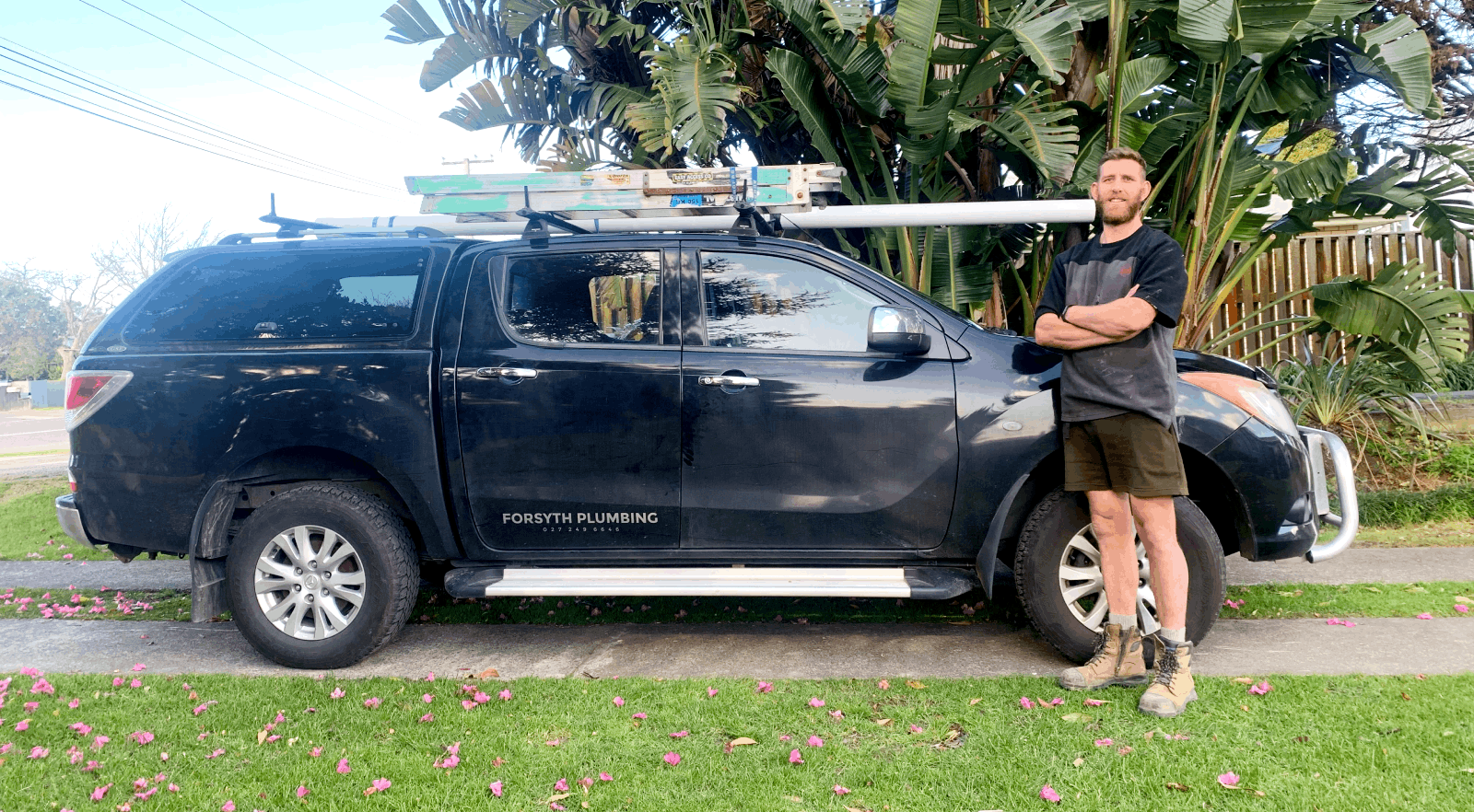 Duncan Forsyth with work ute